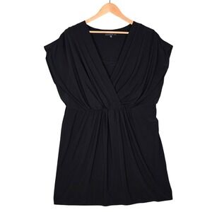 Tiana B. Women's Black Faux Wrap Layered V-Neck Sleeveless Tank Dress 2X